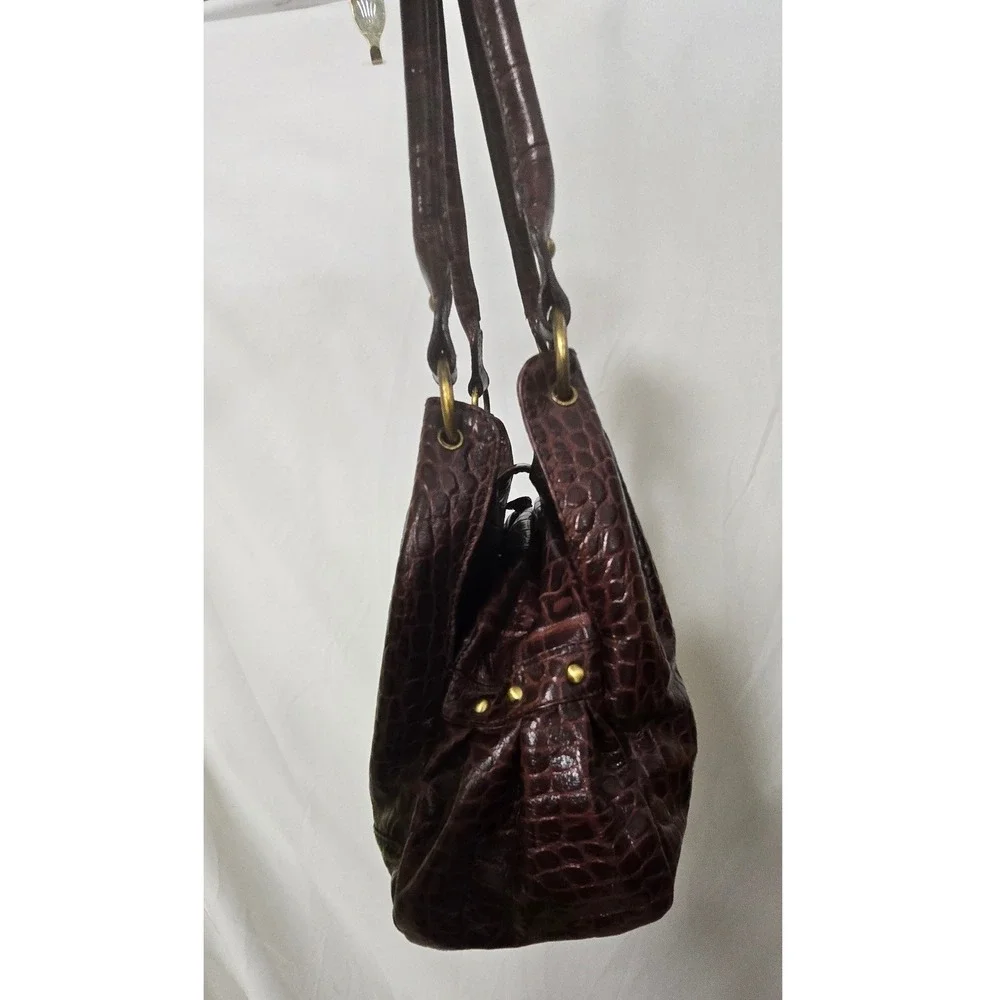 Vtg Y2K Michael Rome Designs shoulder bag women brown croc embossed leather